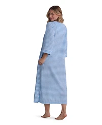 Miss Elaine Women's Window Pane Printed Long Zip Robe