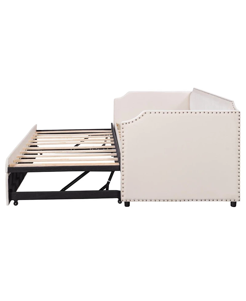 Streamdale Furniture Twin Velvet Upholstered Daybed with Pop Up Trundle