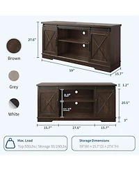 gaomon Farmhouse Tv Stand for up to 65 Inches, Entertainment Center with Sliding Barn Doors and Adjustable Shelf