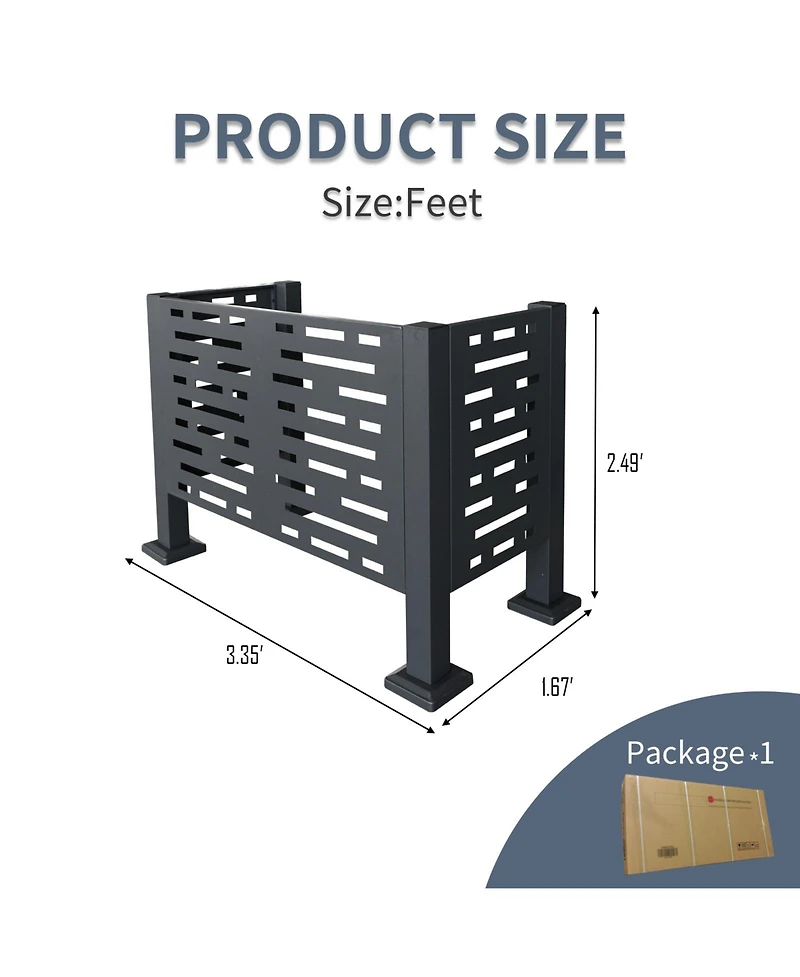 Mondawe 3ftx2ft Air Conditioner Fence Metal Privacy Fence Cover with 3- Fence Panels