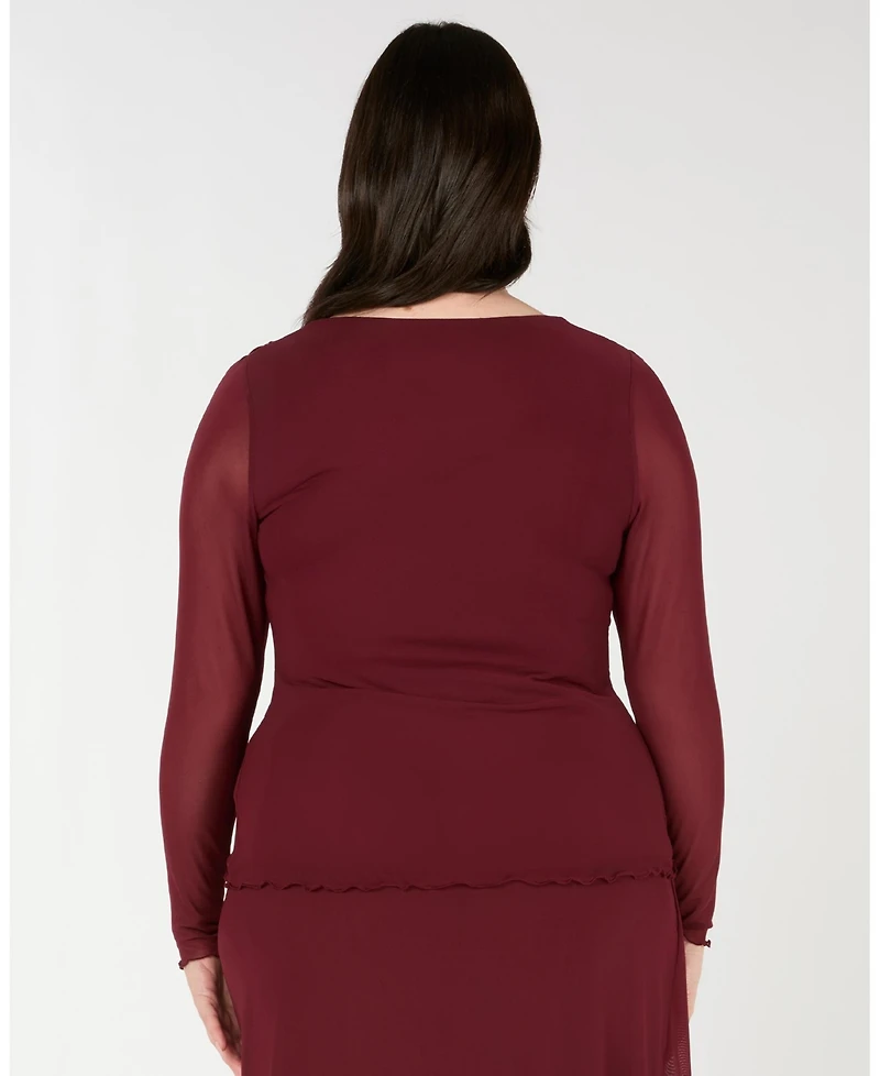 Estelle Plus Size Annalise Mesh Wrap Top