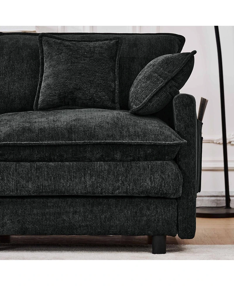 Streamdale Furniture 101.9" 3-Seater Cashmere Sofa w/ Movable Ottoman, Modular Design