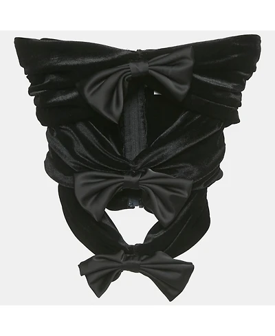 Pre-Owned Ronny Kobo Women's Black Velvet Bow Detail Top