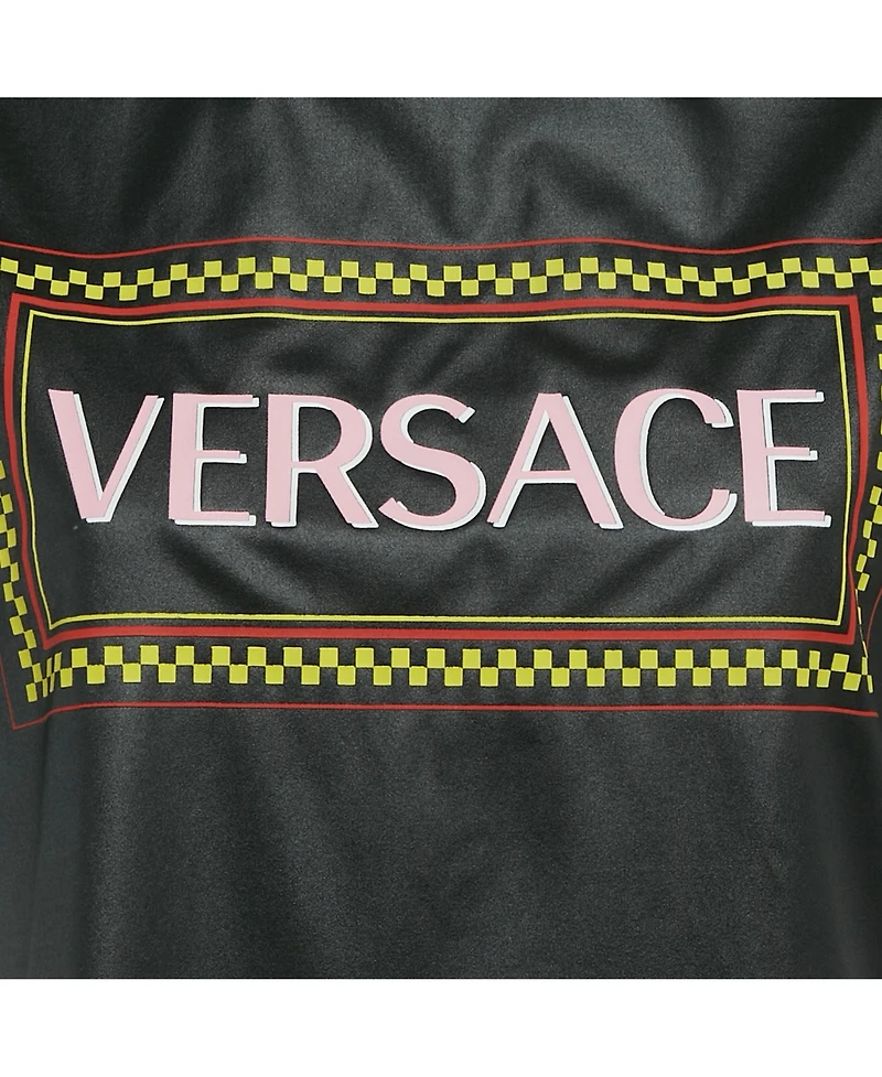 Pre-Owned Versace Women's Black Graphic Logo Detail Jersey T-Shirt