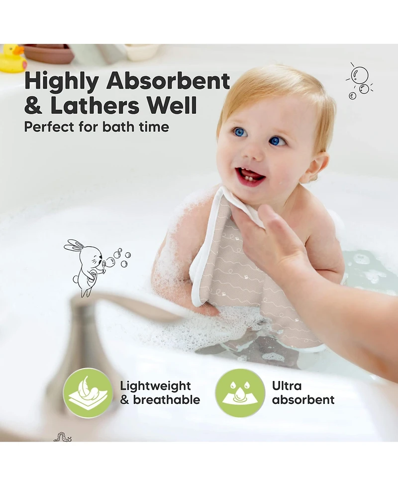 KeaBabies 6-Pack Cami Baby Washcloths for Newborn, Cotton Face Wash Cloths Babies, Soft & Absorbent Bath Towels