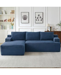 Streamdale Furniture L-Shaped Cloud Sectional Sofa, Deep Seat, Modular Sleeper, Blue