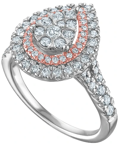 Macy's Diamond (1 ct. t.w.) Bridal Ring in 14k Two-Tone Gold