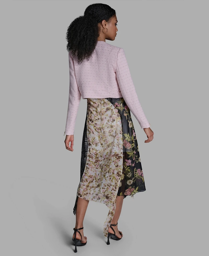 Bcbg Women's Crewneck Textured Cropped Moto Jacket