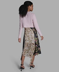 Bcbg Women's Crewneck Textured Cropped Moto Jacket