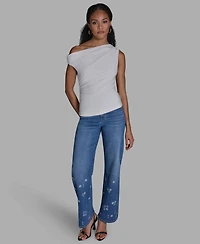 Bcbg Women's Sleeveless Ruched Boat Neck Top