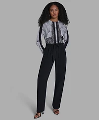 Bcbg Women's Mid-Rise Tie-Waist Pleated Straight Leg Pants