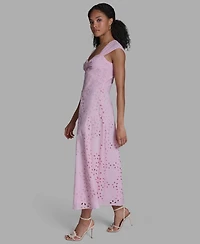 Bcbg Women's Sweetheart Neck Keyhole Eyelet Maxi Dress