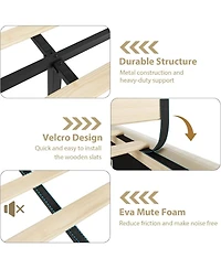 gaomon Upholstered Platform Bed Frame – Vertical Channel Tufted Headboard & Footboard, Wooden Slats, Quiet, Easy Assembly