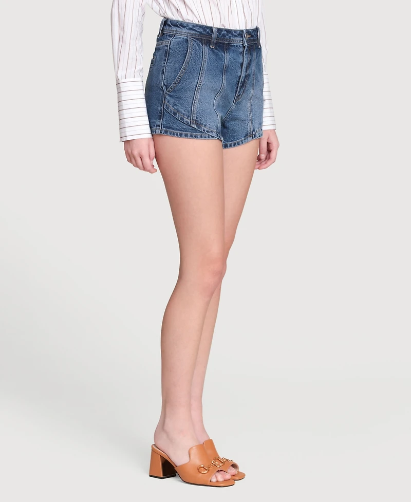 Avec Les Filles Women's High-Low Rise Denim Shorts