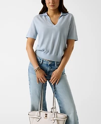 Guess Juniors' Short-Sleeves Rhinestones Polo Stormi Sweater