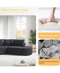 Streamdale Furniture 106.3" V-shaped modular sofa set in chenille fabric with pillows & ottomans