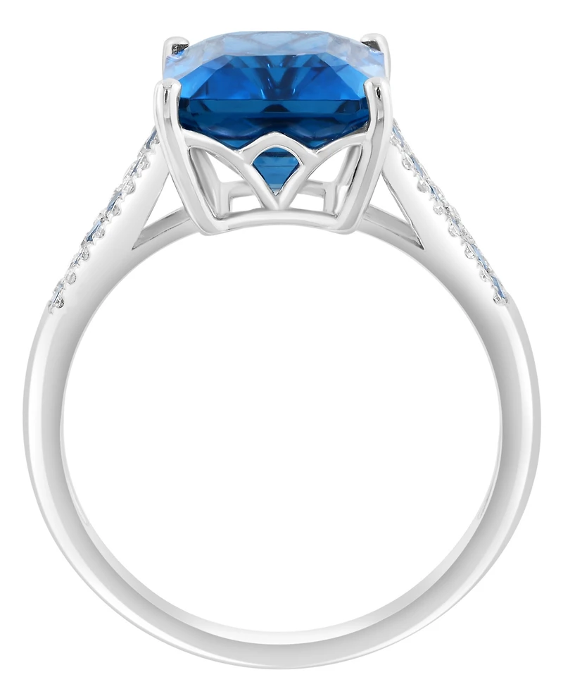 Effy Collection London Blue Topaz (4-1/3 ct. t.w.) & Diamond (1/4 ct. t.w.) Ring in 14k White Gold (Also Available in 14k Yellow Gold)