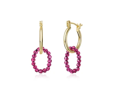 Rachel Glauber Colored Beaded Modern Hoop Earrings 14K Gold Plated