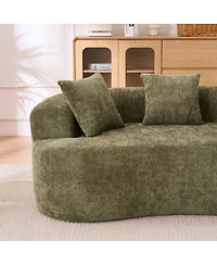 Streamdale Furniture Crescent sofa, modern low-back, deep cushions, self-inflating foam, 3-seater, no assembly (Green)