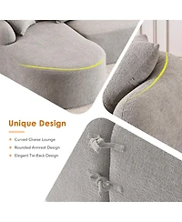 Streamdale Furniture Boneless L-Shape Sectional Sofa with Curved Chaise, Gray Modular Chenille Compression Couch