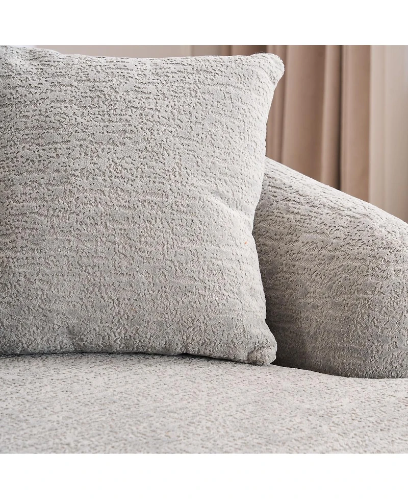 Streamdale Furniture Boneless L-Shape Sectional Sofa with Curved Chaise, Gray Modular Chenille Compression Couch