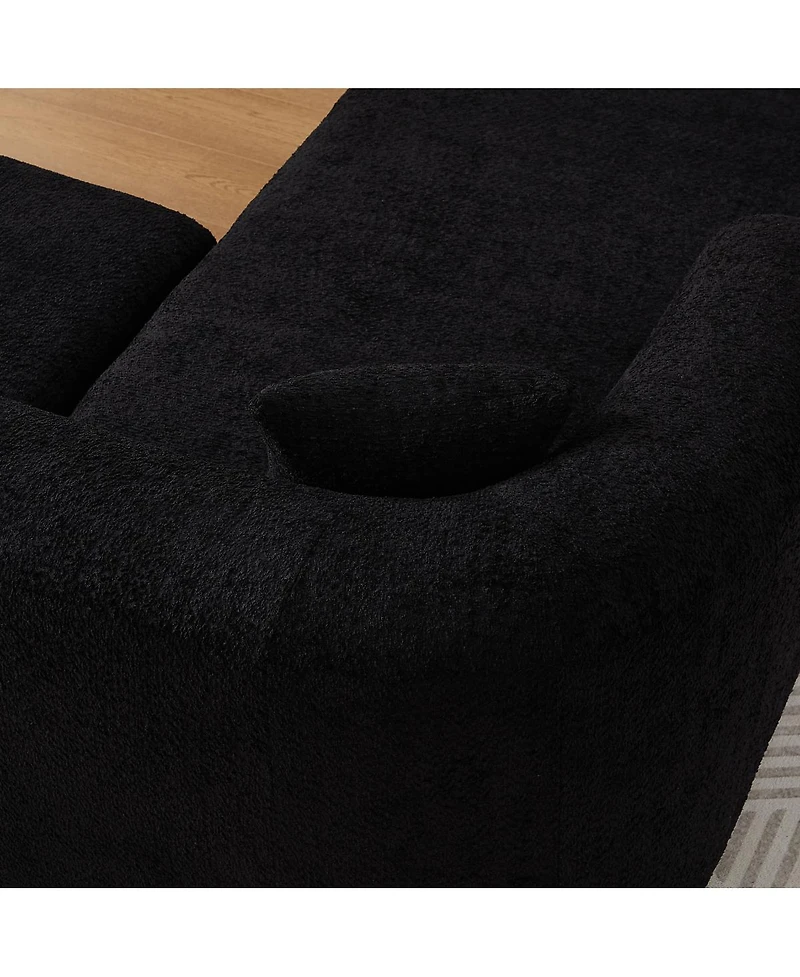 Streamdale Furniture Luxury Modern Curved Sectional Sofa, Chenille, 2 Pillows, L-Shape Cloud Couch (Left Chaise)