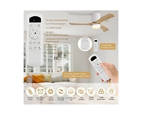 Sofucor 42-inch Minimalist 3-Blade Flush Mount Ceiling Fan with Light Remote Control and Timing Function