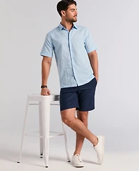 Cubavera Men's Short Sleeve Panel Button-Front Linen Camp Shirt