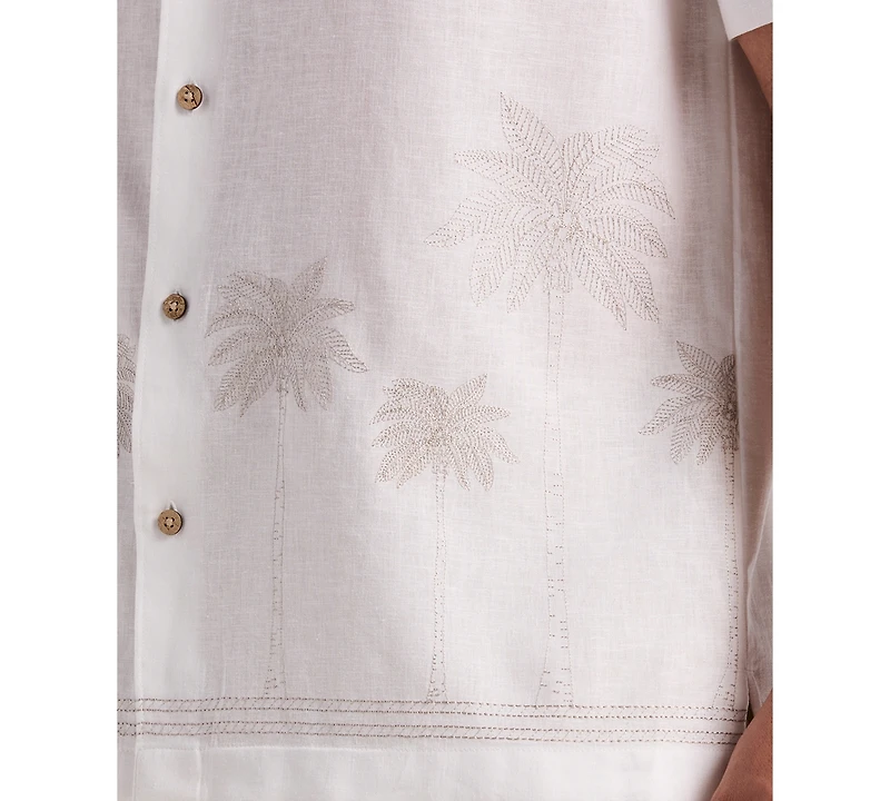 Cubavera Men's Border Palm Embroidered Short-Sleeve Button-Down Shirt