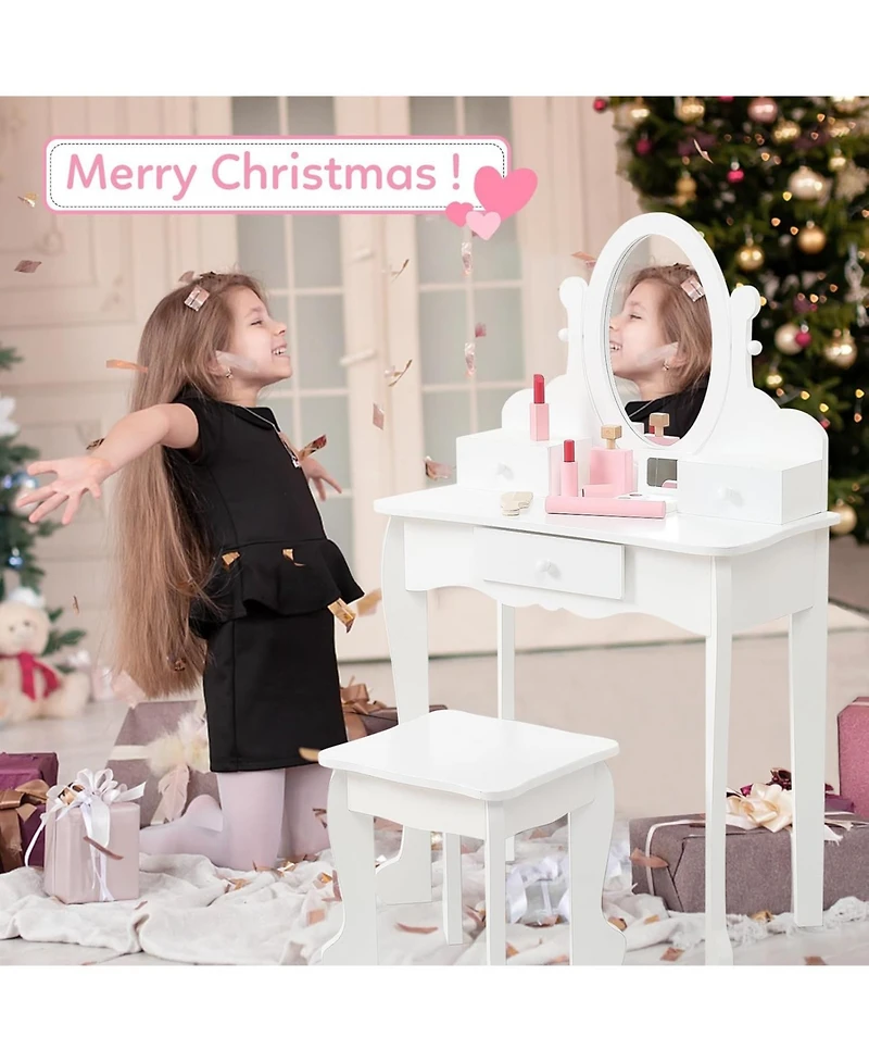 gaomon Kids Vanity Set with Mirror and Stool