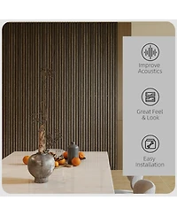 Homcom 95" x 8" Wood Wall Panels, 4 Pack Slat Acoustic Panels,