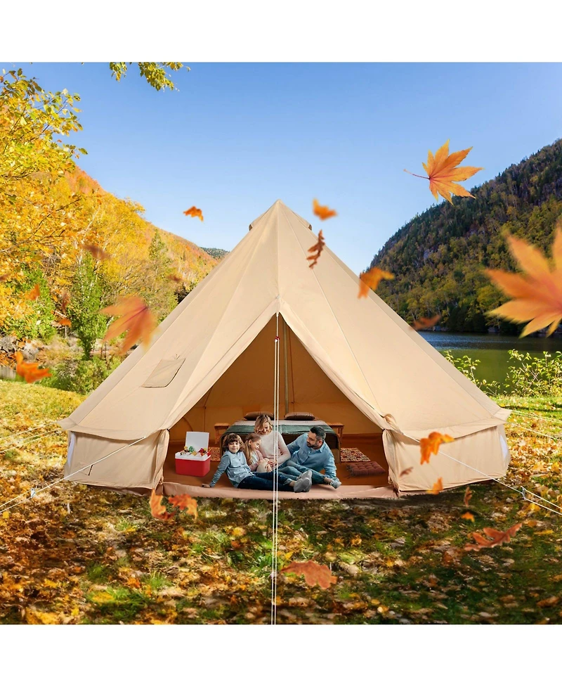 Mecale 4-Season Canvas Bell Tent, 3m/9.8ft Yurt Tent with Stove Jack, Breathable, Sleeps Up to 4 People