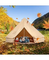 Mecale 4-Season Canvas Bell Tent, 3m/9.8ft Yurt Tent with Stove Jack, Breathable, Sleeps Up to 4 People