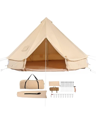 Mecale 4-Season Canvas Bell Tent, 3m/9.8ft Yurt Tent with Stove Jack, Breathable, Sleeps Up to 4 People