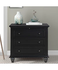Cesicia 3-Drawer Solid Wood Nightstand with Pull-Out Tray