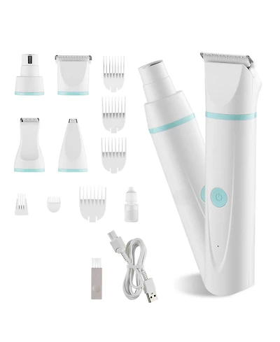 Aostirmotor Pro Low-Noise Grooming Kit: 4-in-1 Cordless Clipper, Nail Grinder & 6 Combs for Dogs & Cats