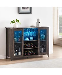gaomon Wine Bar Cabinet with Led Lights, Coffee Storage, Buffet Sideboard for Dining Room & Kitchen