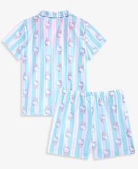 Hello Kitty Girls' 4-10 Button-Down Pajamas, 2-Piece Set