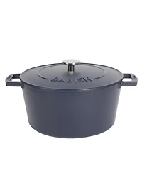 Babish 6 Qt Round Matte Enamel Cast Iron Dutch Oven Pot With Lid - Blue