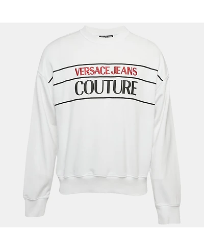 Pre-Owned Versace Men's Jeans Couture White Logo Embroidery Cotton Sweatshirt