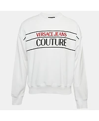Pre-Owned Versace Men's Jeans Couture White Logo Embroidery Cotton Sweatshirt
