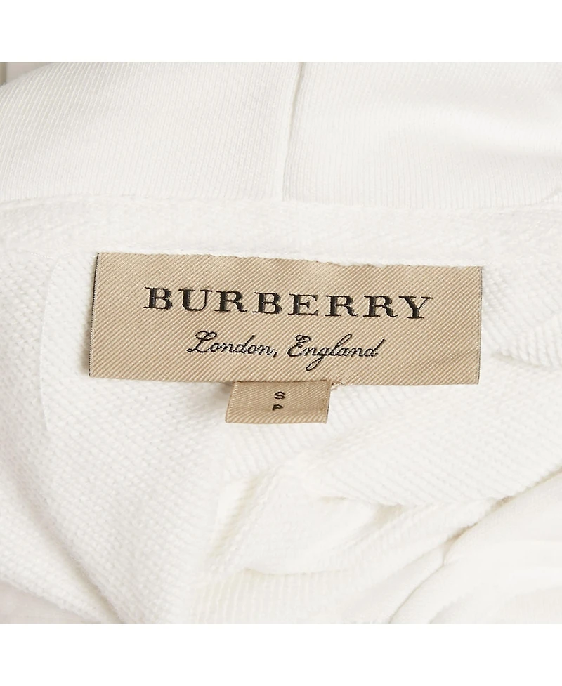 Pre-Owned Burberry Men's White Checker Pocket Cotton Hoodie