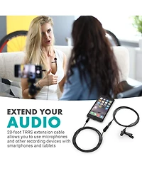 Movo PM10EC6 20-foot (6m) Trrs Female 3.5mm to Trrs Male 3.5mm Microphone Extension Cable for Smartphones