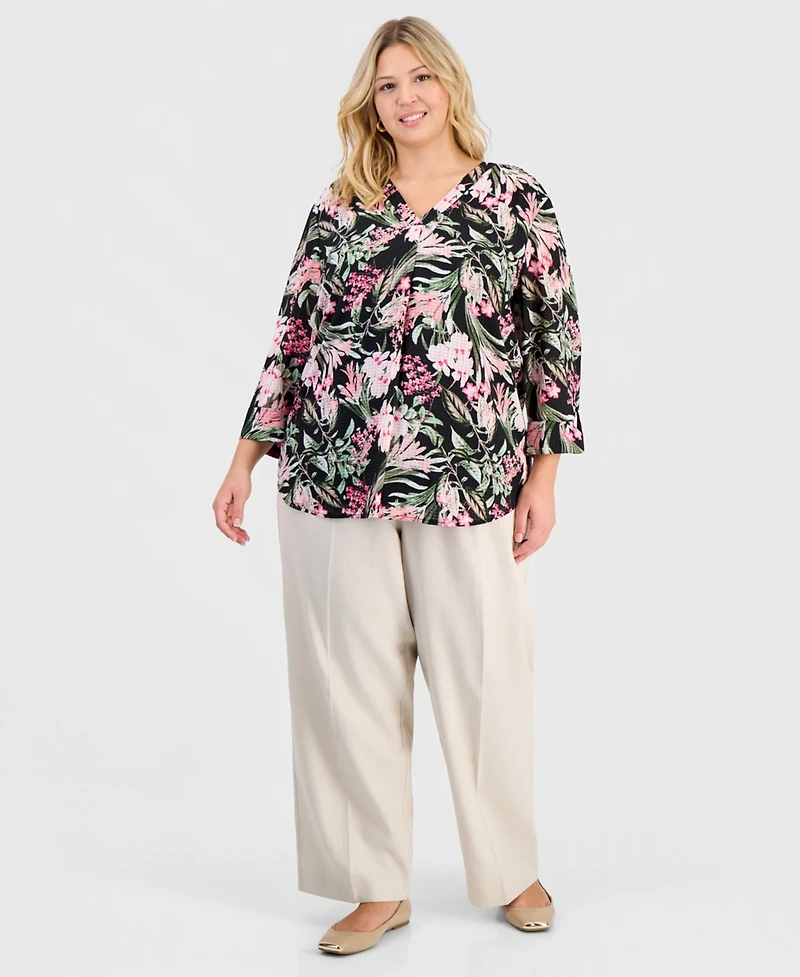 Jones New York Plus Mixed-Print Tunic