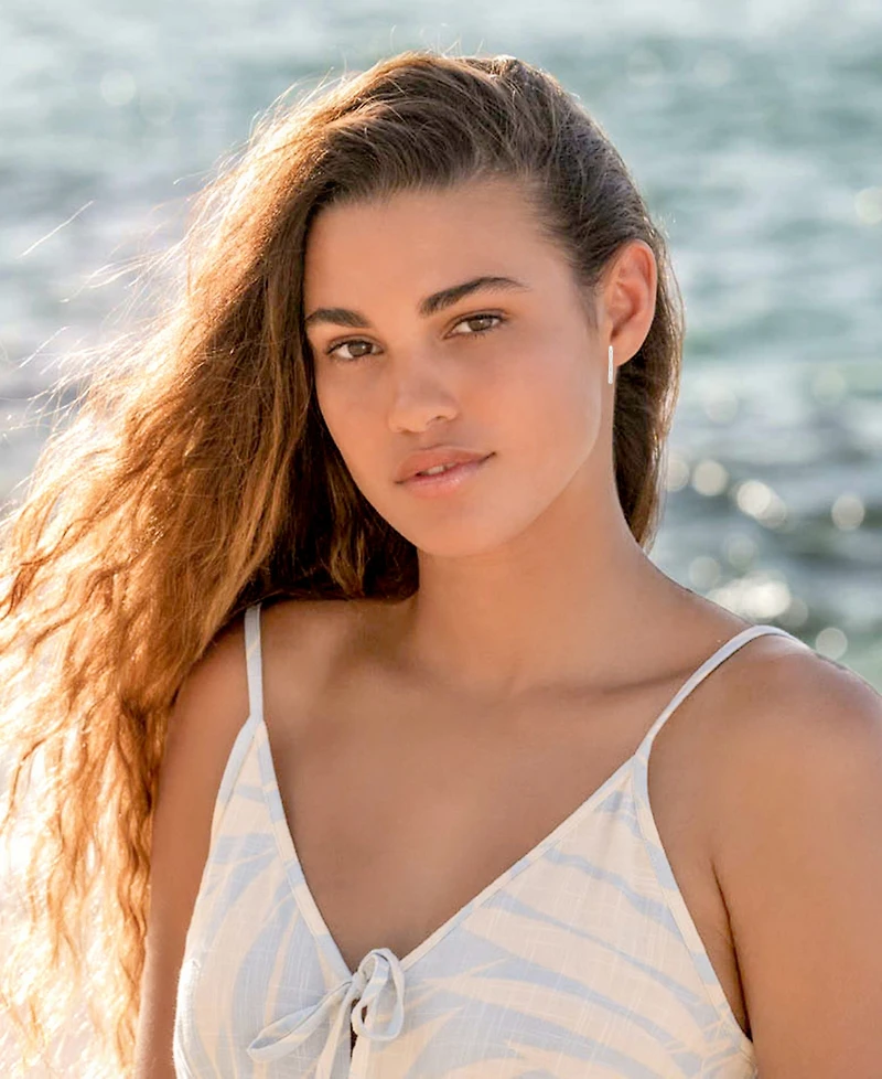 Roxy Waterproof Platinum 15mm Tube Heart Huggie Earrings