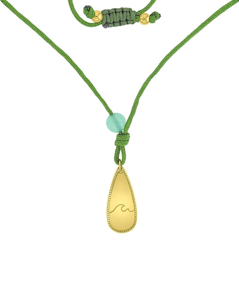 Roxy Waterproof Yellow Wave Green Aventurine Adjustable Necklace