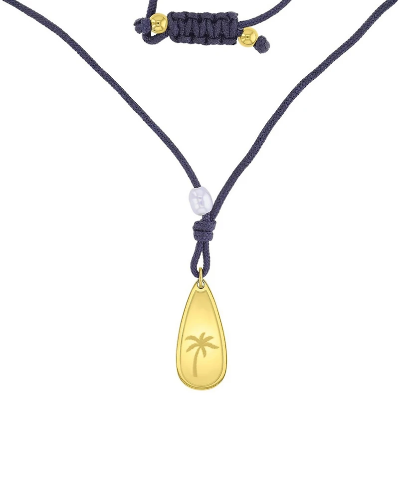 Roxy Waterproof Yellow Palm Tree Pearl Adjustable Necklace