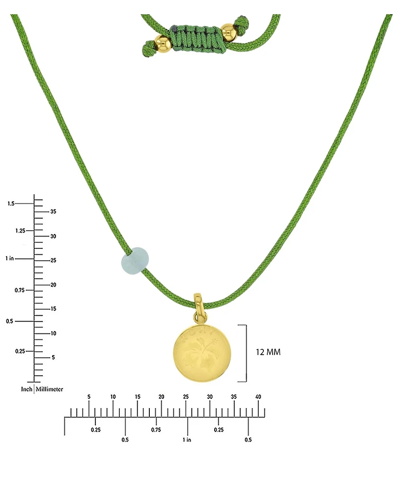 Roxy Waterproof Yellow Hibiscus Green Aventurine Adjustable Necklace