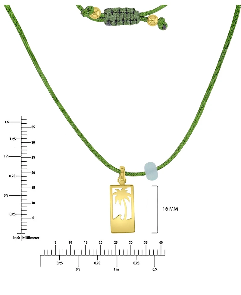 Roxy Waterproof Yellow Palm Tree Green Aventurine Adjustable Necklace