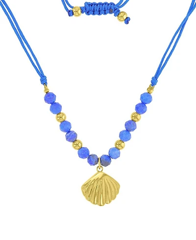 Roxy Waterproof Yellow Seashell Labradorite Adjustable Necklace